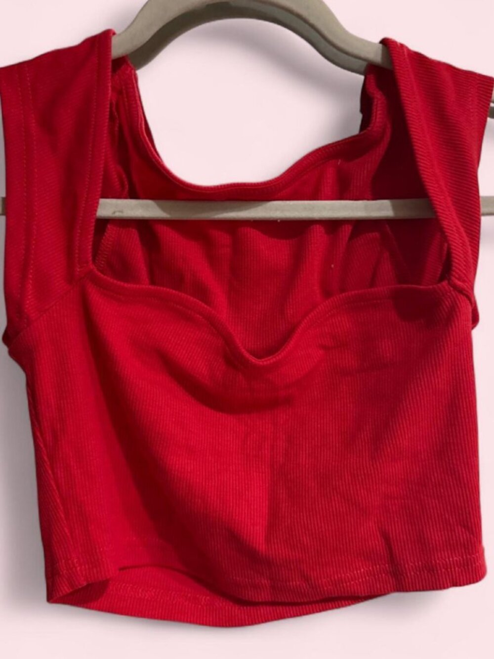 Brandy Melville Women Size Small Red Romantic Crop Top with Heart Neckline
